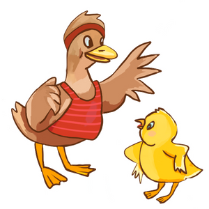 Mama duck relating to little duckling