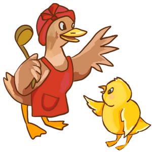 Mama duck relating to little duckling